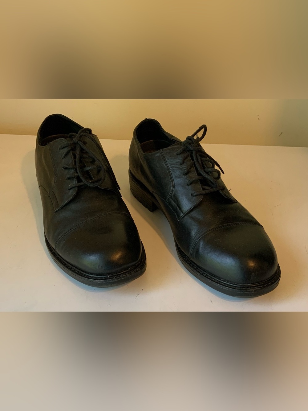 Eddie Bauer Men’s Dress Shoes Black Leather Cap Toe Oxford Lace-Up Classic 13M
